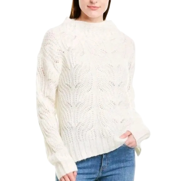 EUC J. Crew Pointelle Cable Knit Sweater in Off White (A1) - Picture 1 of 10
